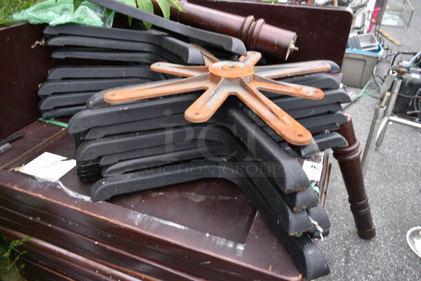 PALLET LOT of 15 Tabletops, 8 Columns, 15 Black X Table Feet, 10 Square Column Tops, 4 Silver X Table Feet, 1 Silver Star Top. - Image 8 of 11