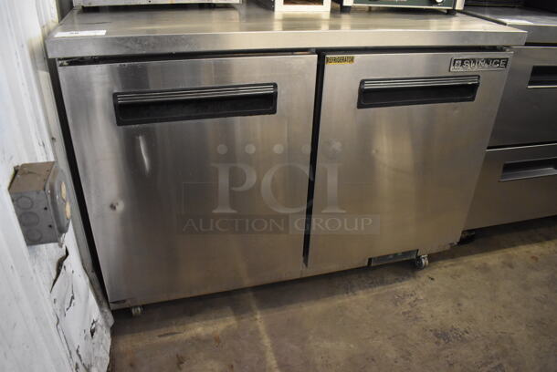 Sun Ice LSUNUR-48 Stainless Steel Commercial 2 Door Undercounter Cooler on Commercial Casters. 115 Volts, 1 Phase. 48x30x35. Tested and Powers On But Does Not Get Cold - Image 3 of 7