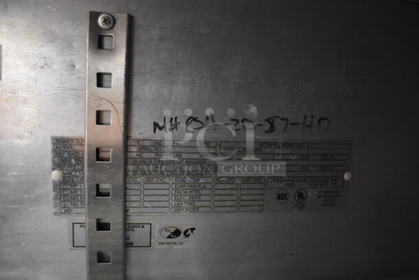 Victory Stainless Steel Commercial 4 Half Size Door Reach In Cooler w/ Poly Coated Racks on Commercial Casters. 52x36x84. Tested and Powers On But Does Not Get Cold - Image 3 of 8
