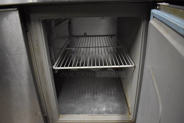 Randell 8383N Stainless Steel Commercial Prep Table w/ Drop In Bins and 2 Over Shelves on Commercial Casters. 115 Volts, 1 Phase. 83x33x73. Tested and Working! - Image 6 of 10