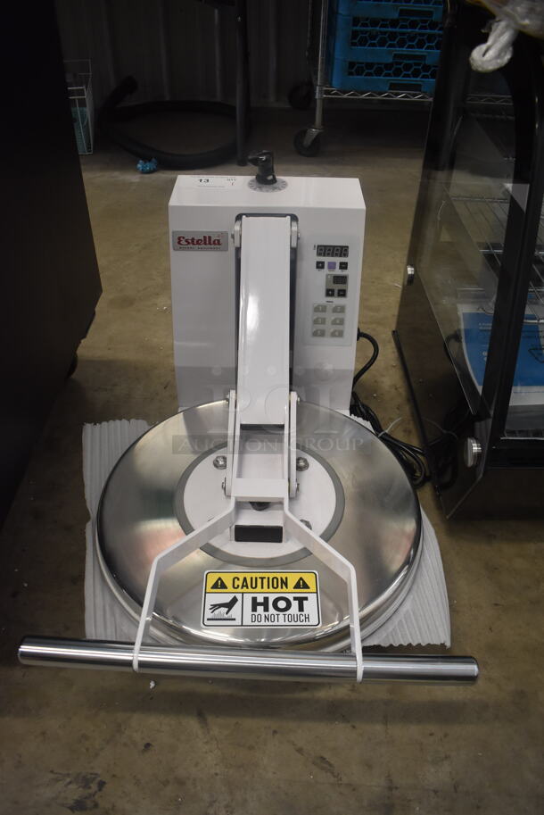 BRAND NEW SCRATCH AND DENT! Estella DPC18P 18" Manual Clamshell Pizza Dough Press - 120V, 1200W 1 Phase. Tested and Working! - Image 1 of 8