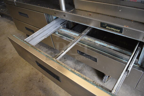 Delfield Stainless Steel Commercial 6 Drawer Chef Base on Commercial Casters. 123x36x38. Tested and Working! - Image 5 of 7