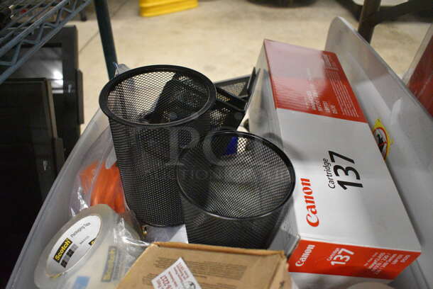 ALL ONE MONEY! Lot of 3 Clear Bins of Various Office Supplies! - Image 6 of 7