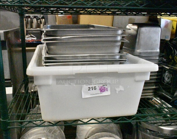 ALL ONE MONEY! Lot of Stainless Steel Drop In Bins and Poly Bin - Image 1 of 5