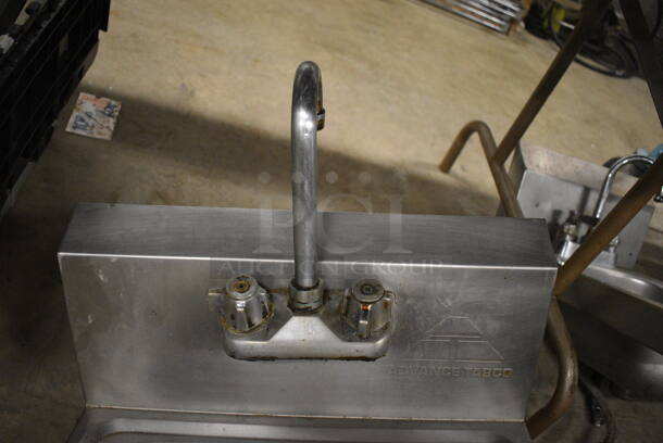 Advance Tabco Stainless Steel Commercial Single Bay Wall Mount Sink w/ Faucet and Handles. 17.5x15x20 - Image 2 of 4