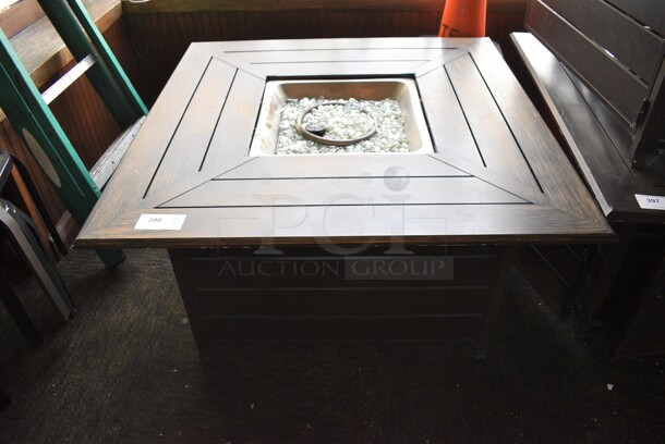 Bond HYFP50065-2 Wood Pattern Brown Metal Propane Gas Fire Pit. BUYER MUST REMOVE. 45x45x24. (Susquehanna Ale House)