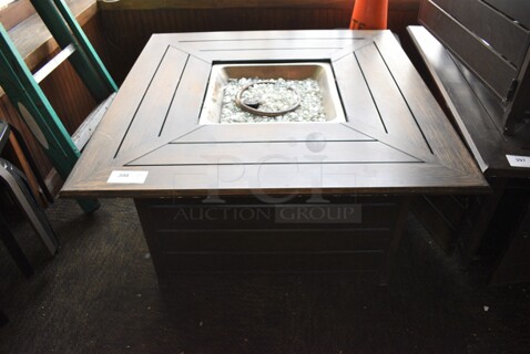 Bond HYFP50065-2 Wood Pattern Brown Metal Propane Gas Fire Pit. BUYER MUST REMOVE. 45x45x24. (Susquehanna Ale House)