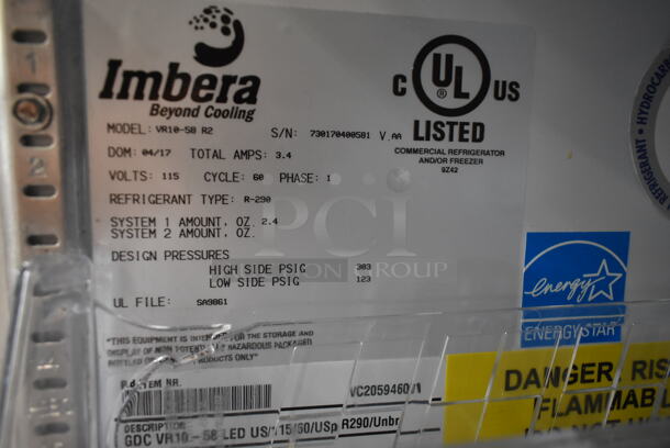 Imbera VR10-58 Metal Commercial Single Door Reach In Cooler Merchandiser w/ Poly Coated Racks. 115 Volts, 1 Phase. Tested and Working! - Image 4 of 4