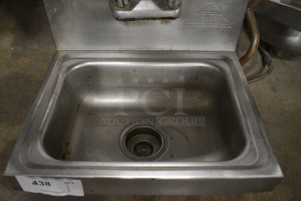 Advance Tabco Stainless Steel Commercial Single Bay Wall Mount Sink w/ Faucet and Handles. 17.5x15x20 - Image 3 of 4