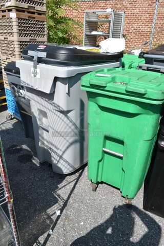 4 Outdoor Trash Cans. 27x32x42, 23x33x45, 26x31x32, 27x31x43. 4 Times Your Bid! 