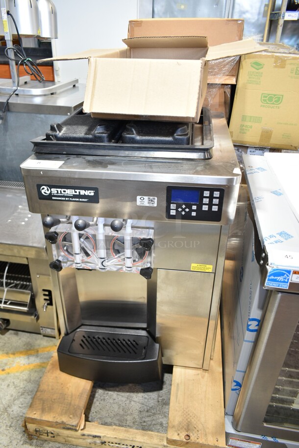 BRAND NEW! 2024 Stoelting F131-38I2-SAMS Stainless Steel Commercial Air Cooled Countertop 2 Flavor w/ Twist Soft Serve Ice Cream Machine. 208-240 Volts, 1 Phase. - Image 2 of 11