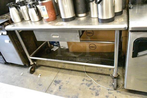 Stainless Steel Table w/ Drawer on Commercial Casters. - Image 1 of 4