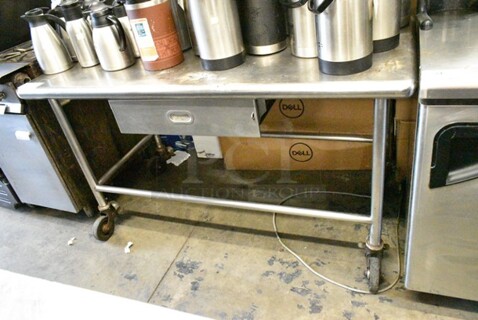 Stainless Steel Table w/ Drawer on Commercial Casters.