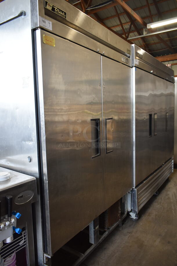 True T-49 Stainless Steel Commercial 2 Door Reach In Cooler w/ Poly Coated Racks on Commercial Casters. 115 Volts, 1 Phase. Cannot Test Due To Cut Power Cord - Image 1 of 7