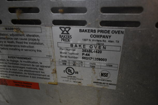 Bakers Pride P-44 Stainless Steel Commercial Countertop Electric Powered Double Deck Pizza Oven w/ Cooking Stones. 208 Volts, 1 Phase.  - Image 6 of 6