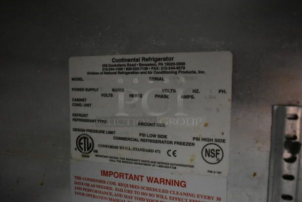 Continental Stainless Steel Commercial 2 Door Cooler Merchandiser on Commercial Casters. 115 Volts, 1 Phase. Tested and Working! - Image 7 of 7