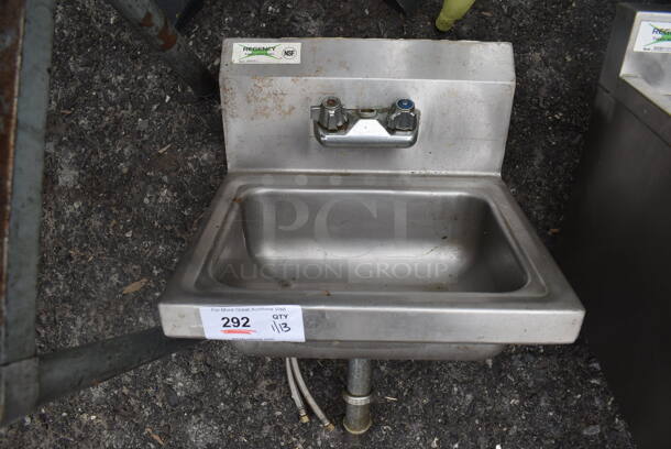 Regency Stainless Steel Commercial Single Bay Wall Mount Sink w/ Handles. 17x16x25