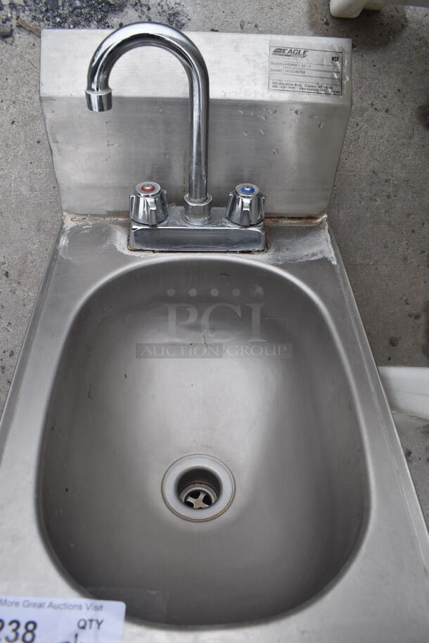 Eagle HSAND-10-F Stainless Steel Commercial Single Bay Wall Mount Sink w/ Faucet and Handles. 12x20x25 - Image 5 of 5