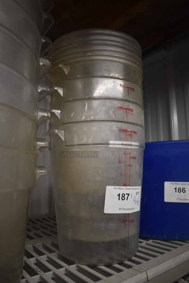 ALL ONE MONEY! Lot of 4 Clear Poly 8 Quart Containers w/ 6 Lids. 10x9x10.5 - Image 2 of 3
