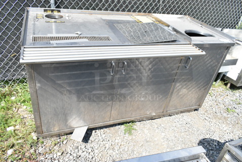 Stainless Steel Soda Station w/ 3 Doors and Contents Including Baking Pans. 