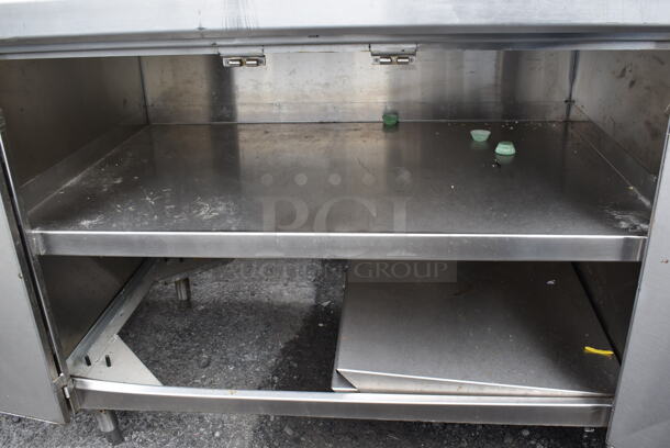 Stainless Steel Counter w/ 4 Doors and Back Splash. 88x32x42.5 - Image 4 of 4
