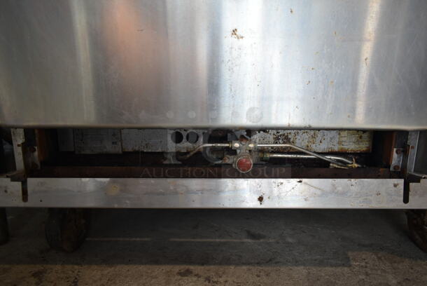 Imperial IR-6 Stainless Steel Commercial Natural Gas Powered 6 Burner Range w/ Oven and Back Splash on Commercial Casters.  - Image 6 of 7