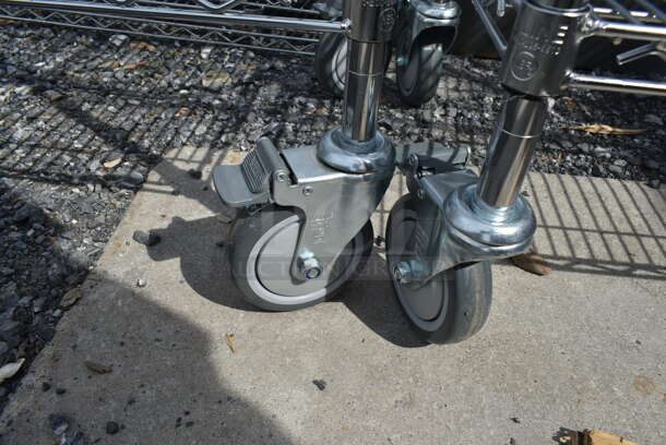 Chrome Finish 4 Tier Wire Shelving Unit on Commercial Casters. BUYER MUST DISMANTLE. PCI CANNOT DISMANTLE FOR SHIPPING. PLEASE CONSIDER FREIGHT CHARGES. - Image 3 of 3