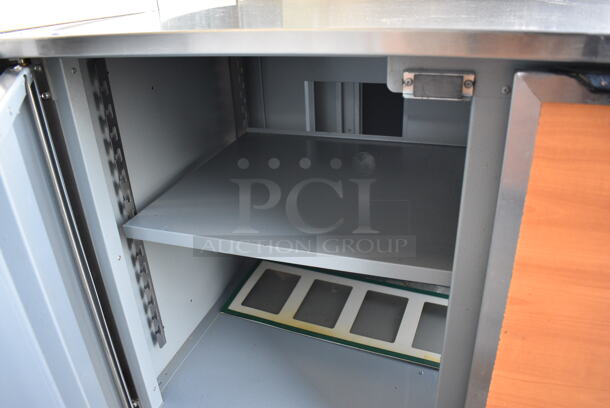 Duke Model SUB-P-48M Stainless Steel Commercial 2 Door Counter w/ Wood Pattern Doors and Backsplash. 48x30x40 - Image 5 of 6
