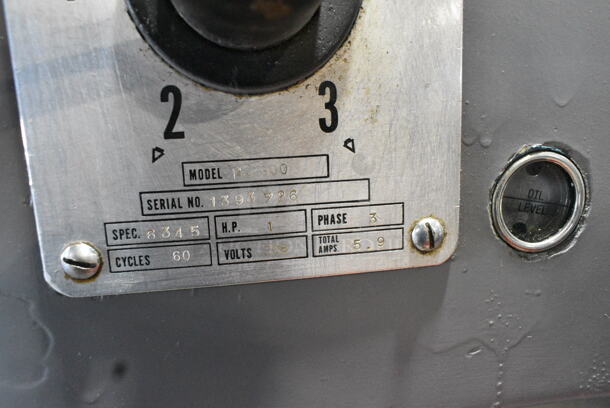 Hobart H-600 Metal Commercial Floor Style 60 Quart Planetary Dough Mixer w/ Mixing Bowl and Dough Hook Attachment. 208 Volts, 3 Phase. - Image 9 of 9