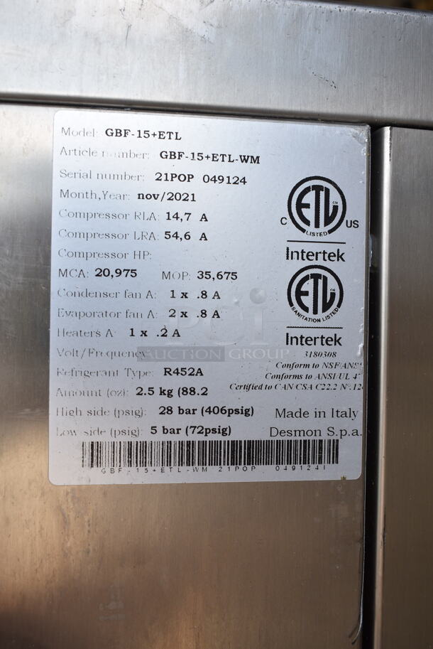 2021 Desmon GBF-15+ETL Stainless Steel Commercial Blast Chiller Shock Freezer w/ 4 Probes on Commercial Casters. 230 Volts, 3 Phase. - Image 8 of 9