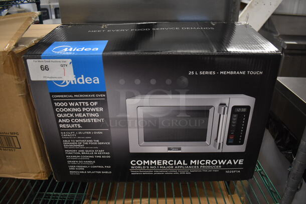 BRAND NEW IN BOX! 2017 Midea 1025F1A Stainless Steel Commercial Countertop Microwave Oven. 120 Volts, 1 Phase. 20x17x12 - Image 8 of 8