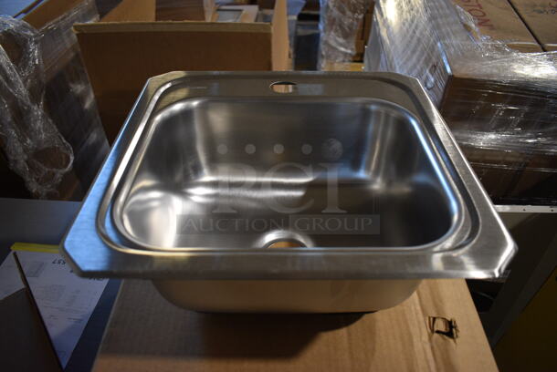 BRAND NEW! Royston Wood Pattern Single Door Cabinet w/ Elkay Sink Basin and Moen Faucet. 18x30x27 - Image 6 of 10