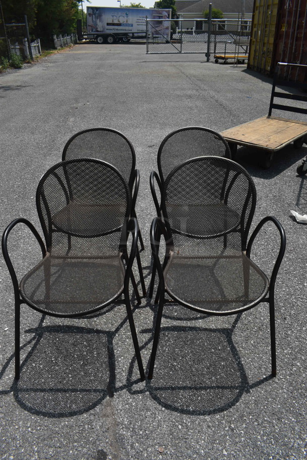 4 Black Stackable Patio Mesh Chairs. Condition May Vary. 4 Times Your Bid! 