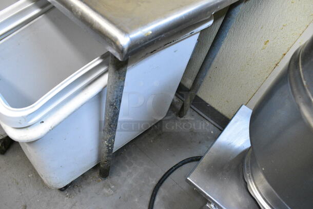 Stainless Steel Table w/ Contents Including Metal Stock Pots, Dough Dropper, Metal Sauce Pans and Skillets. (kitchen) - Image 4 of 5