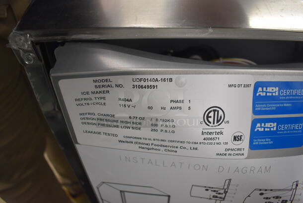 BRAND NEW SCRATCH AND DENT! 2022 Manitowoc UDF0140A NEO 26" Air Cooled Undercounter Full Dice Ice Machine with 90 lb. Bin - 115V 1 Phase - Image 7 of 8