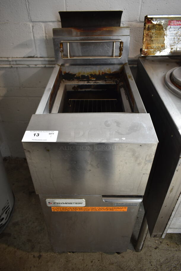 2019 Frymaster GF14SD Stainless Steel Commercial Floor Style Natural Gas Powered Deep Fat Fryer on Commercial Casters. 100,000 BTU.  - Image 1 of 6