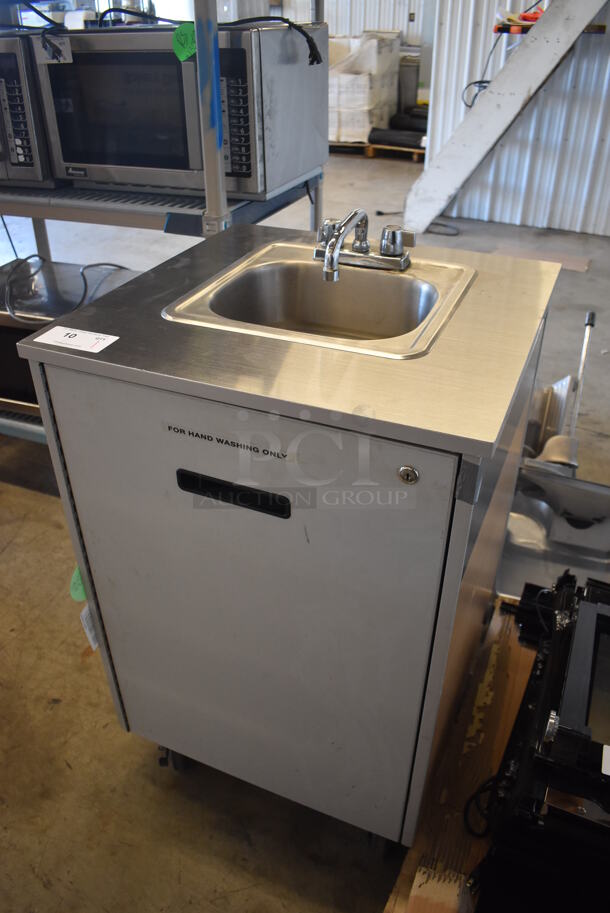 Stainless Steel Commercial Single Bay Portable Sink w/ Faucet and Handles on Commercial Casters. 24x24x41 - Image 4 of 6