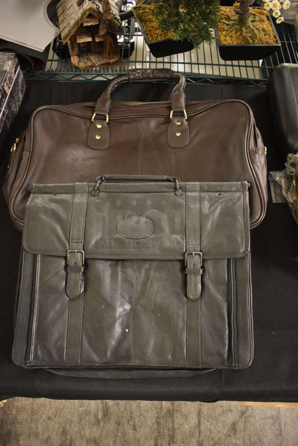 2 Various Bags; The Sharper Image Brown and Dark Gray. 20x12x6, 17x2x14. 2 Times Your Bid!