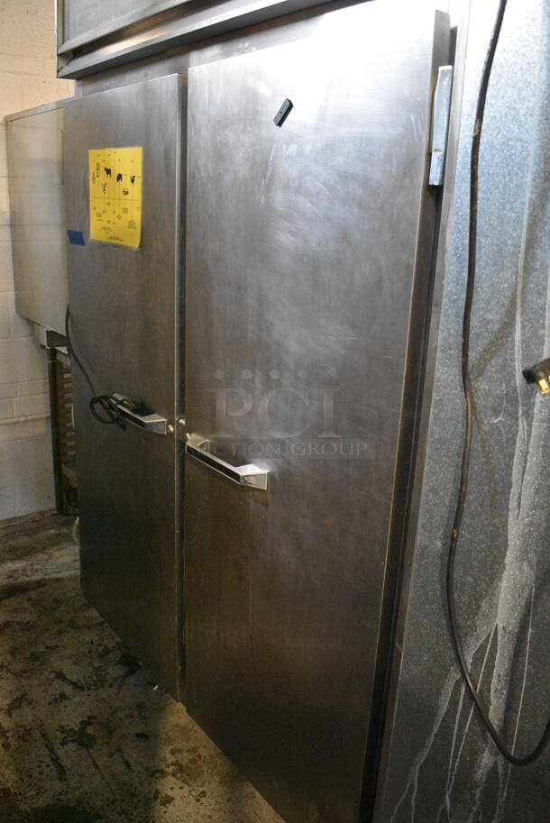 Victory RSA-2D-S7-PT Stainless Steel Commercial 2 Door Reach In Pass Through Cooler w/ Poly Coated Racks. 115 Volts, 1 Phase. 52x34x84. Tested and Powers On But Does Not Get Cold - Image 5 of 8