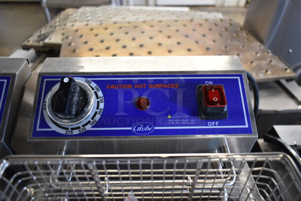 BRAND NEW SCRATCH AND DENT! 2023 Globe PF32E Stainless Steel Commercial Countertop Electric Powered Fryer w/ 2 Metal Fry Baskets. 208/240 Volts, 1 Phase. Tested and Working!
 - Image 5 of 8