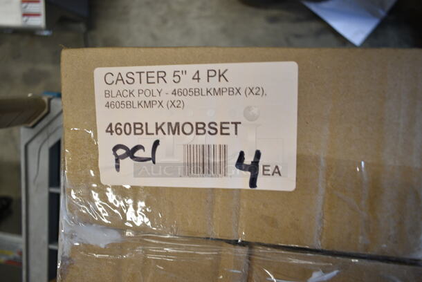 3 BRAND NEW SCRATCH AND DENT! Items Including 460BLKMOBSET Regency 5" Black Polyurethane Swivel Shelving Stem Casters - 4/Pack, 190RA40CSTR 4" High-Temp Swivel Plate Caster with Built-In Zerk Grease Fitting. 3 Times Your Bid!  - Image 4 of 8