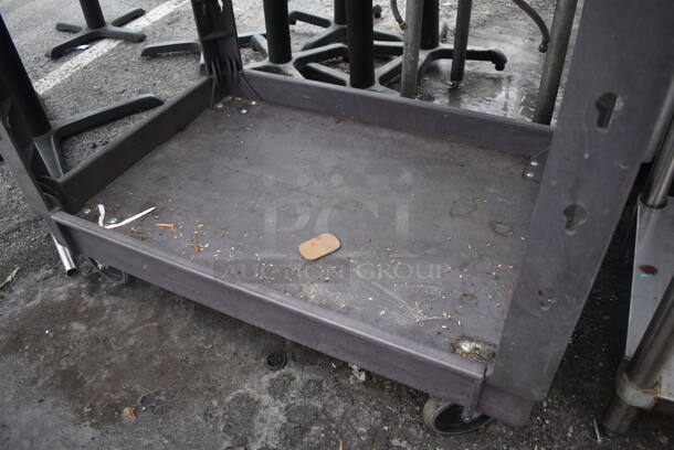Gray Poly 2 Tier Cart w/ Push Handle on Commercial Casters. 44x26x32 - Image 3 of 4
