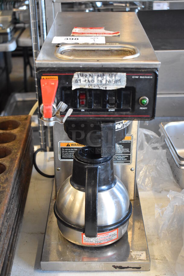 Bunn Stainless Steel Commercial Countertop Coffee Machine w/ Hot Water Dispenser, Poly Brew Basket and Metal Coffee Pot. 8x21x18