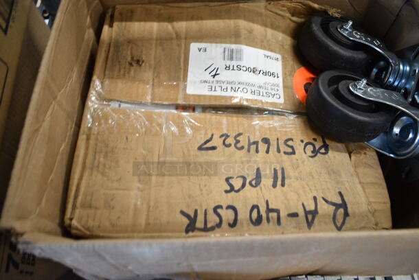 3 BRAND NEW SCRATCH AND DENT! Items Including 460BLKMOBSET Regency 5" Black Polyurethane Swivel Shelving Stem Casters - 4/Pack, 190RA40CSTR 4" High-Temp Swivel Plate Caster with Built-In Zerk Grease Fitting. 3 Times Your Bid!  - Image 7 of 8