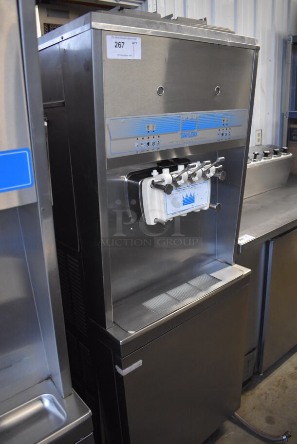 Taylor 8756-27 Stainless Steel Commercial Floor Style Water Cooled 2 Flavor w/ Twist Soft Serve Ice Cream Machine on Commercial Casters. 208/230 Volts, 1 Phase. 26x36x72 - Image 3 of 9