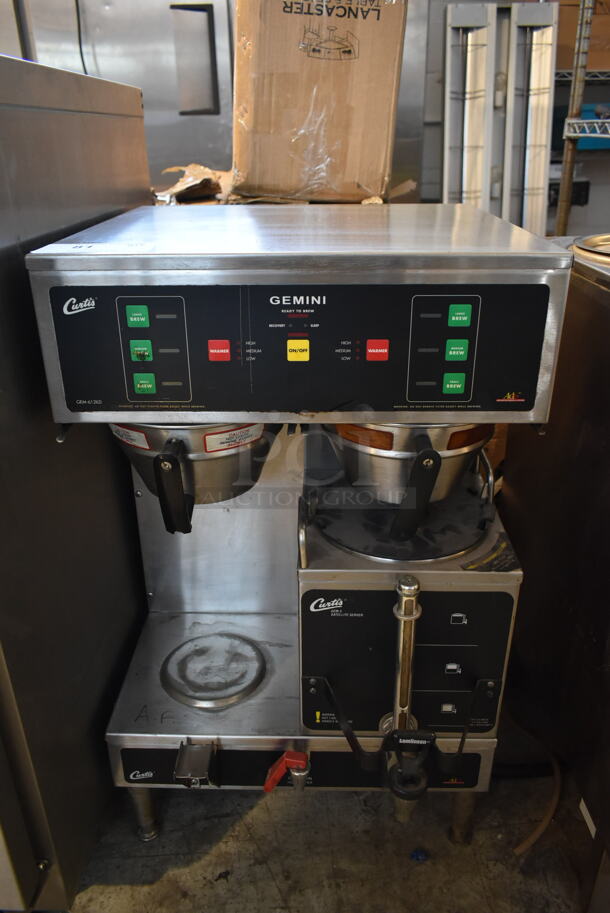 Curtis Gemini GFM-612ILD-10 Stainless Steel Commercial Countertop Coffee Machine w/ Hot Water Dispenser, 2 Metal Brew Baskets and 1 Satellite Dispenser. 220 Volts. - Image 1 of 8