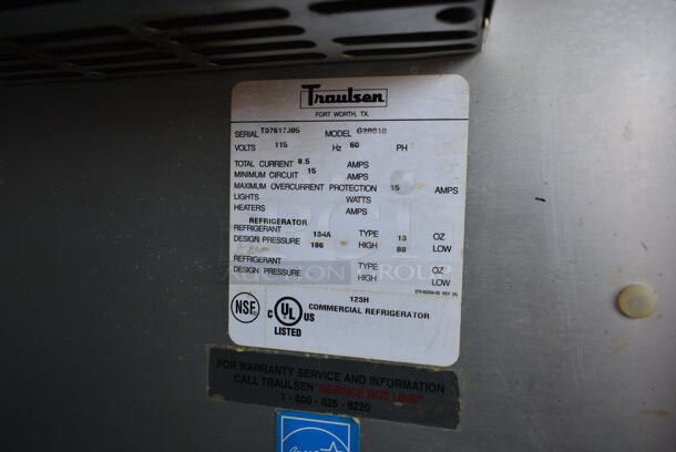 Traulsen G20010 ENERGY STAR Stainless Steel Commercial 2 Door Reach In Cooler w/ Poly Coated Racks on Commercial Casters. 115 Volts, 1 Phase. Tested and Powers On But Does Not Get Cold - Image 6 of 7