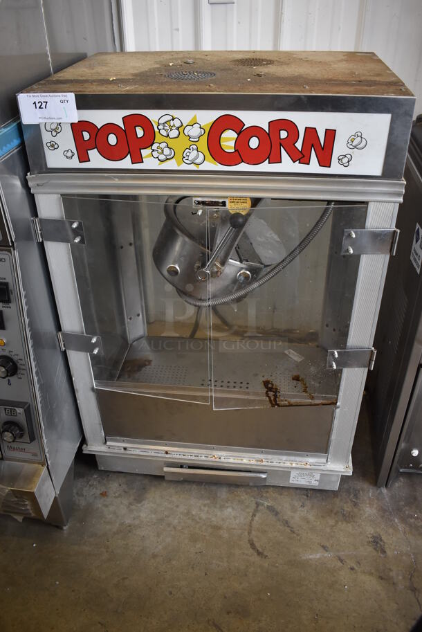 Gold Medal Model 2001ST Metal Commercial Countertop Popcorn Machine Merchandiser. 120 Volts, 1 Phase. 27x21x40. Cannot Test Due To Plug Style