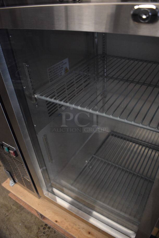 BRAND NEW SCRATCH AND DENT! Avantco 178UBB72GHCS Stainless Steel Commercial 3 Door Back Bar Cooler Merchandiser w/ Poly Coated Racks and Keys. 115 Volts, 1 Phase. 73x24.5x36. Tested and Working! - Image 8 of 10