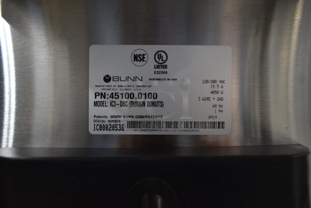 2019 Bunn IC3-DBC Stainless Steel Commercial Countertop Iced Tea Machine w/ Metal Brew Basket. 120/208 Volts, 1 Phase.  - Image 4 of 4